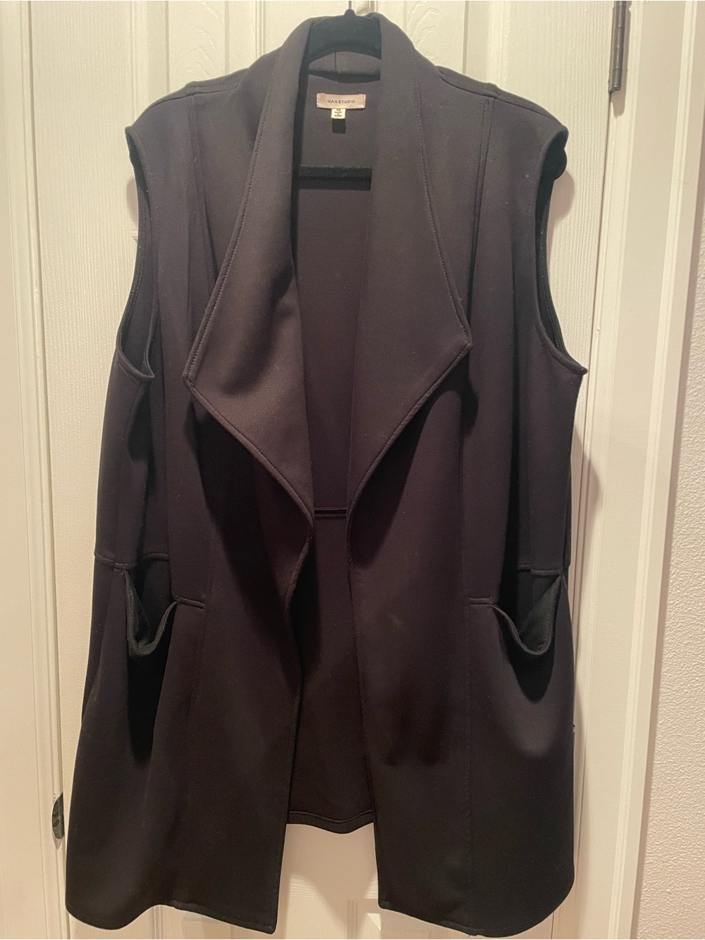 Max Studio Black Sleeveless Drape Vest